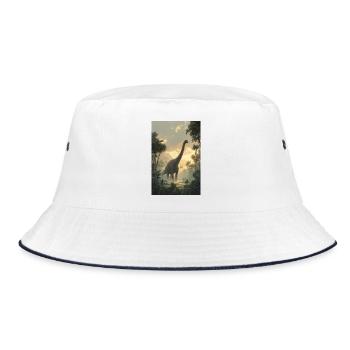 Dinosaurier-Morgendämmerung im Dschungel - Bucket Hat - Weiß/Navy - Vorne