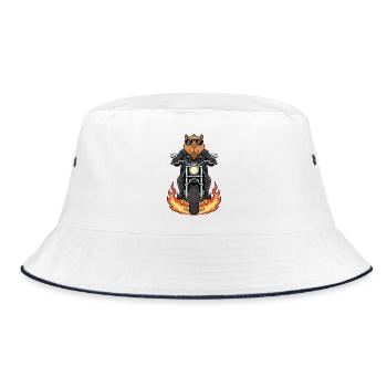 Cool Biker Capybara Motorcycle Flames - Bucket Hat - white/navy - Front