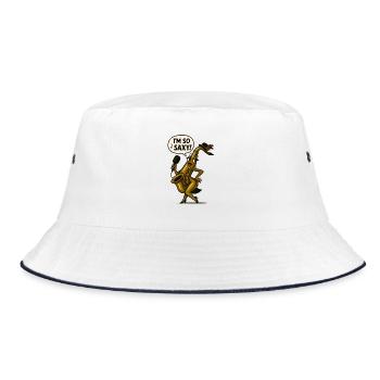 Saxophon-Sängerin mit Mikro - Bucket Hat - Weiß/Navy - Vorne