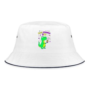 Four-asaurus Rex 4 Geburtstag - Bucket Hat - Weiß/Navy - Vorne