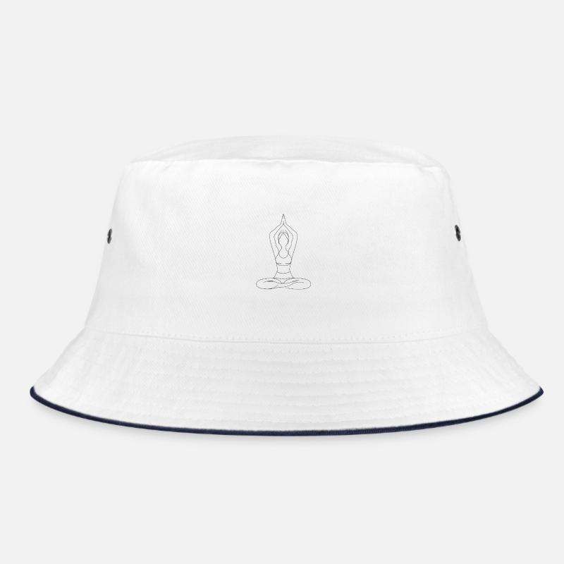 Zen-Silhouette der Yoga-Pose - Bucket Hat - Weiß/Navy