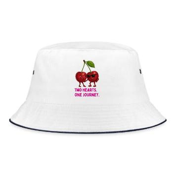 Zwei Herzen Eine Reise - Bucket Hat - Weiß/Navy - Vorne