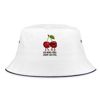 Kirschenbund am Stiel - Bucket Hat - Weiß/Navy - Vorne