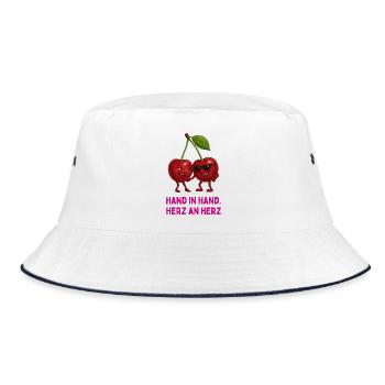 Kirschen im Liebesbund - Bucket Hat - Weiß/Navy - Vorne
