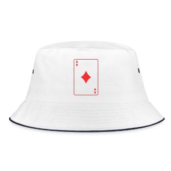 Rotes Karo-Ass - Bucket Hat - Weiß/Navy - Vorne