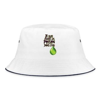 POISON IN THE WATER #3 - let's talk - Bucket Hat - white/navy - Front