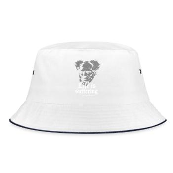 Life is Suffering: Schopenhauer Tee - Bucket Hat - white/navy - Front