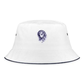 Tentacle portrait in blue | Zombie Girl - Bucket Hat - white/navy - Front