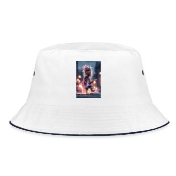 Neon Dread Guitarist with Pink Guitar - Bucket Hat - white/navy - Front