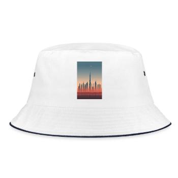 Dubai Skyline in Pastel Hues - Bucket Hat - white/navy - Front