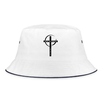 Jesus Christ Großschrift Logo - Bucket Hat - Weiß/Navy - Vorne