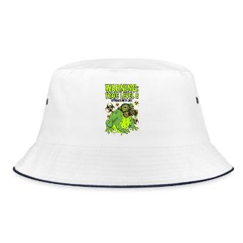 Warning Toxic Level 8 Frog - Bucket Hat - white/navy - Front