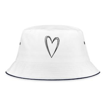 Hand Drawn Heart - Bucket Hat - white/navy - Front