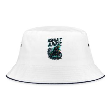 Asphalt Junkie - Motorcycle - Bucket Hat - white/navy - Front