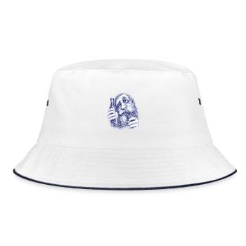 Bacchus | Weintrunkener alter Herr - Bucket Hat - Weiß/Navy - Vorne