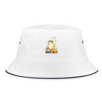Chemiekatze im Labor - Bucket Hat - Weiß/Navy - Vorne