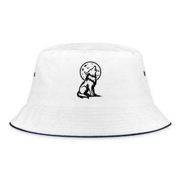 Wolf heult bei Vollmond - Bucket Hat - Weiß/Navy - Vorne