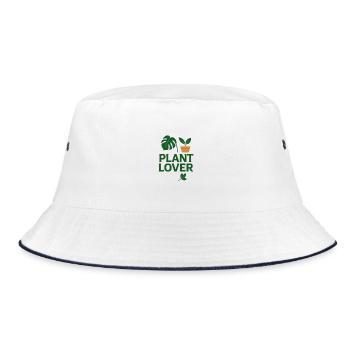 Plant Lover Monstera Potted Plant - Bucket Hat - white/navy - Front