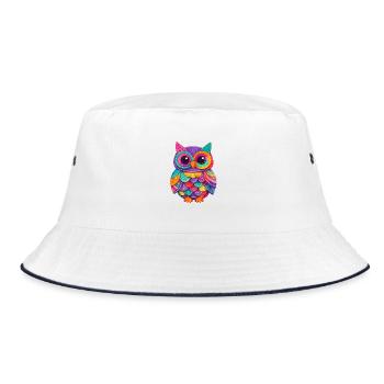 Patchwork Owl Magic - Bucket Hat - white/navy - Front
