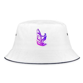 Cleanes Windsurfing Artwork für Windsurf - Bucket Hat - Weiß/Navy - Vorne