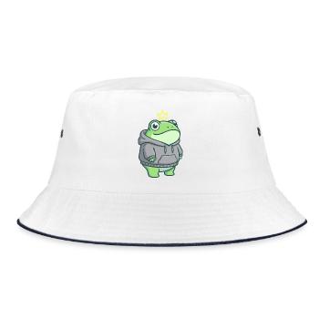 King Croak – Kawaii Frog Hoodie Streetwear - Bucket Hat - white/navy - Front