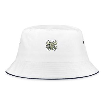 Dämonischer Schädel mit Hörnern - Bucket Hat - Weiß/Navy - Vorne