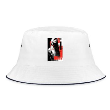 Glitch face in red gloss - Bucket Hat - white/navy - Front