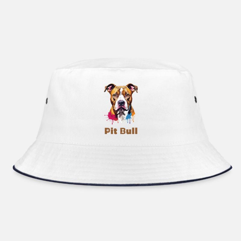 Pitbull Portrait mit Farbspritzern Bucket Hat