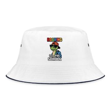 Brüllen in den Vorschul-Dinosaurier zurück zur Schule - Bucket Hat - Weiß/Navy - Vorne