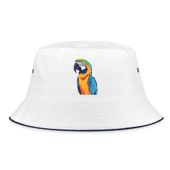 Motif d’art d’oiseau coloré en aras arc-en-ciel - Bob - blanc/marine - Devant