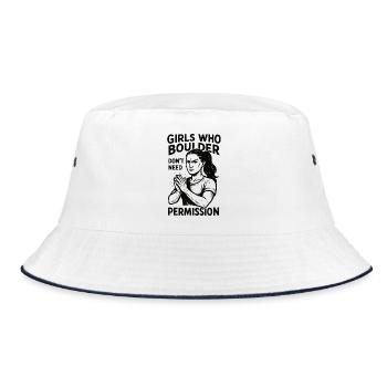 Bouldering strong women - bouldering without permission - Bucket Hat - white/navy - Front