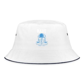 Rave Skull Gas Mask - Bucket Hat - white/navy - Front