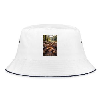 Lagerfeuer Grillspieße am See - Bucket Hat - Weiß/Navy - Vorne