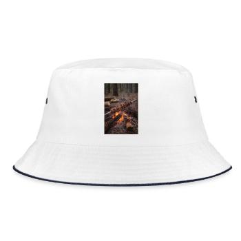 Lagerfeuer Spieß im Wald - Bucket Hat - Weiß/Navy - Vorne