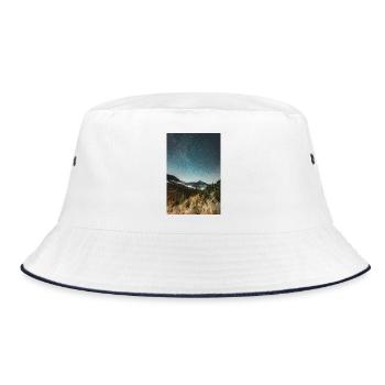 The Milky Way above Agrafa Mountains - Bucket Hat - white/navy - Front