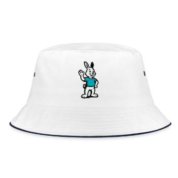 Lapin bleu qui fait signe - Bob - blanc/marine - Devant