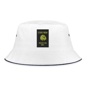 Start now – Statement shirt for doers - Bucket Hat - white/navy - Front