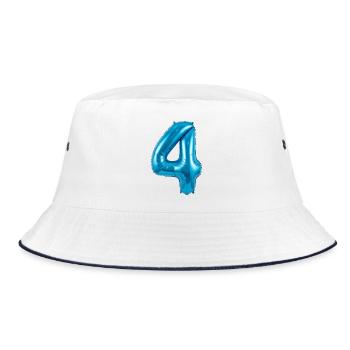 vier_blau - Bucket Hat - white/navy - Front