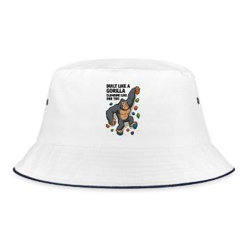 Bouldering Funny – Gorilla Cartoon Climbing Shirt - Bucket Hat - white/navy - Front