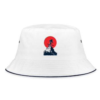 Skisprung über Felsgipfel - Bucket Hat - Weiß/Navy - Vorne
