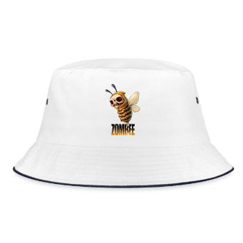 ZOMBEE – Untote Killerbiene im Hoodie - Bucket Hat - Weiß/Navy - Vorne
