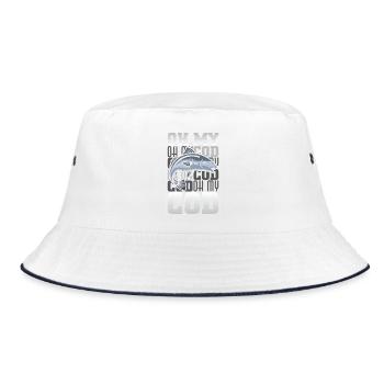 Angler Fischer Petrijünger Spruch Angeln Lustig - Bucket Hat - Weiß/Navy - Vorne