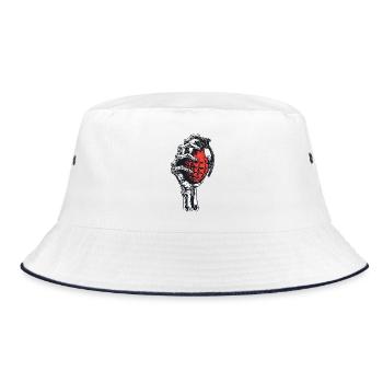 Skeletal grenade in hand - Bucket Hat - white/navy - Front
