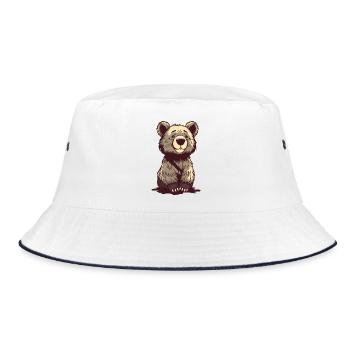 Bär Bärchen T-shirt Geschenk - Bucket Hat - Weiß/Navy - Vorne