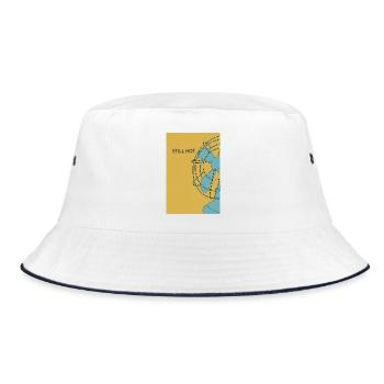 Modern Minimal Poster "Still Hot" - Bucket Hat - white/navy - Front