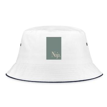 Minimal Art Poster „Naja.“ - Bucket Hat - Weiß/Navy - Vorne