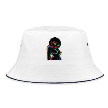 Neon-Regenbogen-Silhouette - Bucket Hat - Weiß/Navy - Vorne