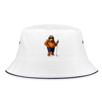 Affe Golfspieler - Bucket Hat - Weiß/Navy - Vorne