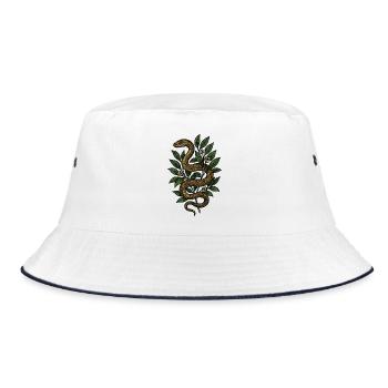 Snake in the foliage - botanical style - Bucket Hat - white/navy - Front