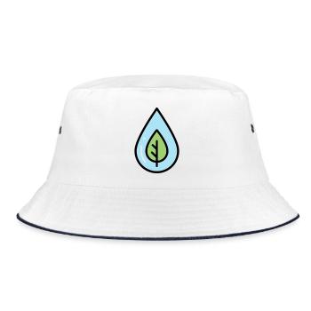Wassertropfen Blatt Öko - Bucket Hat - Weiß/Navy - Vorne